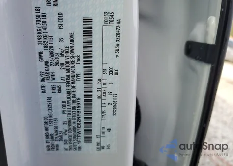 2022 Ford F150 Supercrew z USA, uszkodzony, nr VIN 1FTFW1E82NFB15975